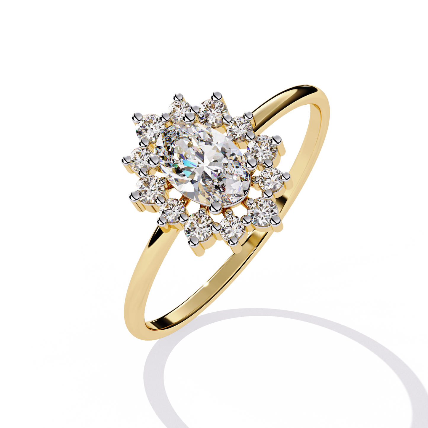 The Royal Cluster Oval Diamond Ring In Gold - 0.52 Ct