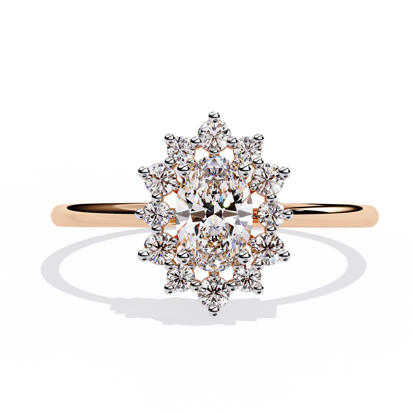 The Royal Cluster Oval Diamond Ring In Gold - 0.52 Ct