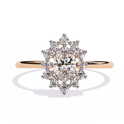 The Royal Cluster Oval Diamond Ring In Gold - 0.52 Ct
