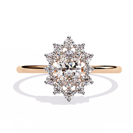 The Royal Cluster Oval Diamond Ring In Gold - 0.52 Ct