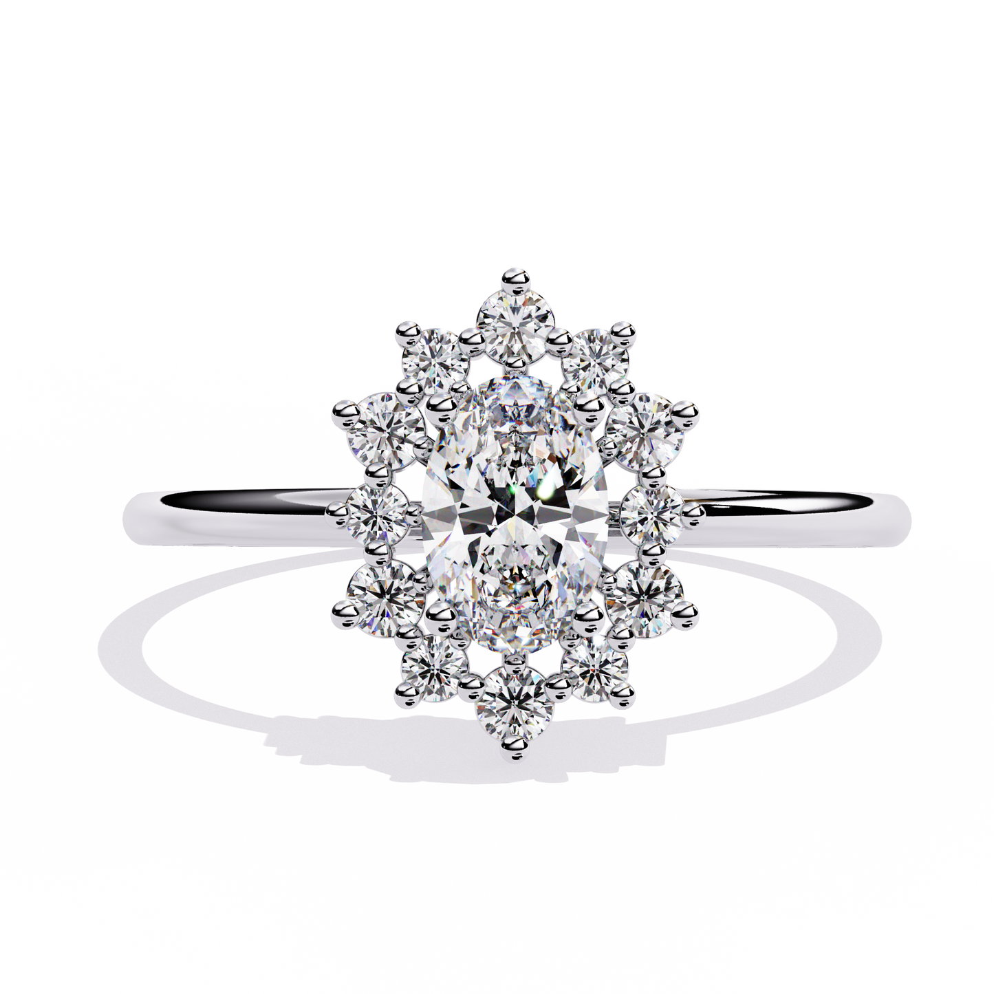 The Royal Cluster Oval Diamond Ring In Gold - 0.52 Ct