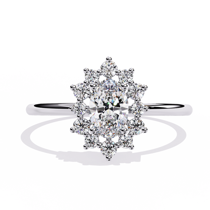 The Royal Cluster Oval Diamond Ring In Gold - 0.52 Ct