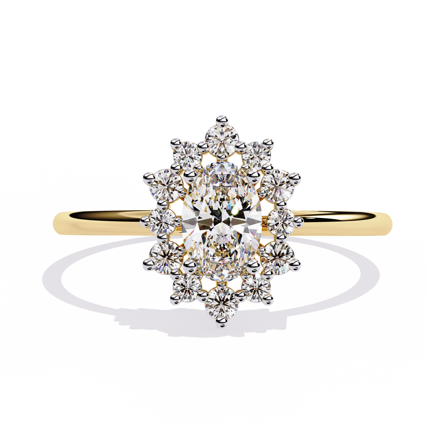 The Royal Cluster Oval Diamond Ring In Gold - 0.52 Ct