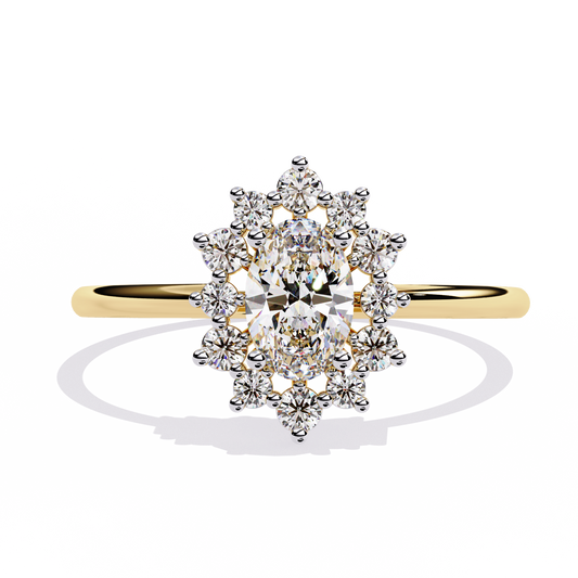 The Royal Cluster Oval Diamond Ring In Gold - 0.52 Ct