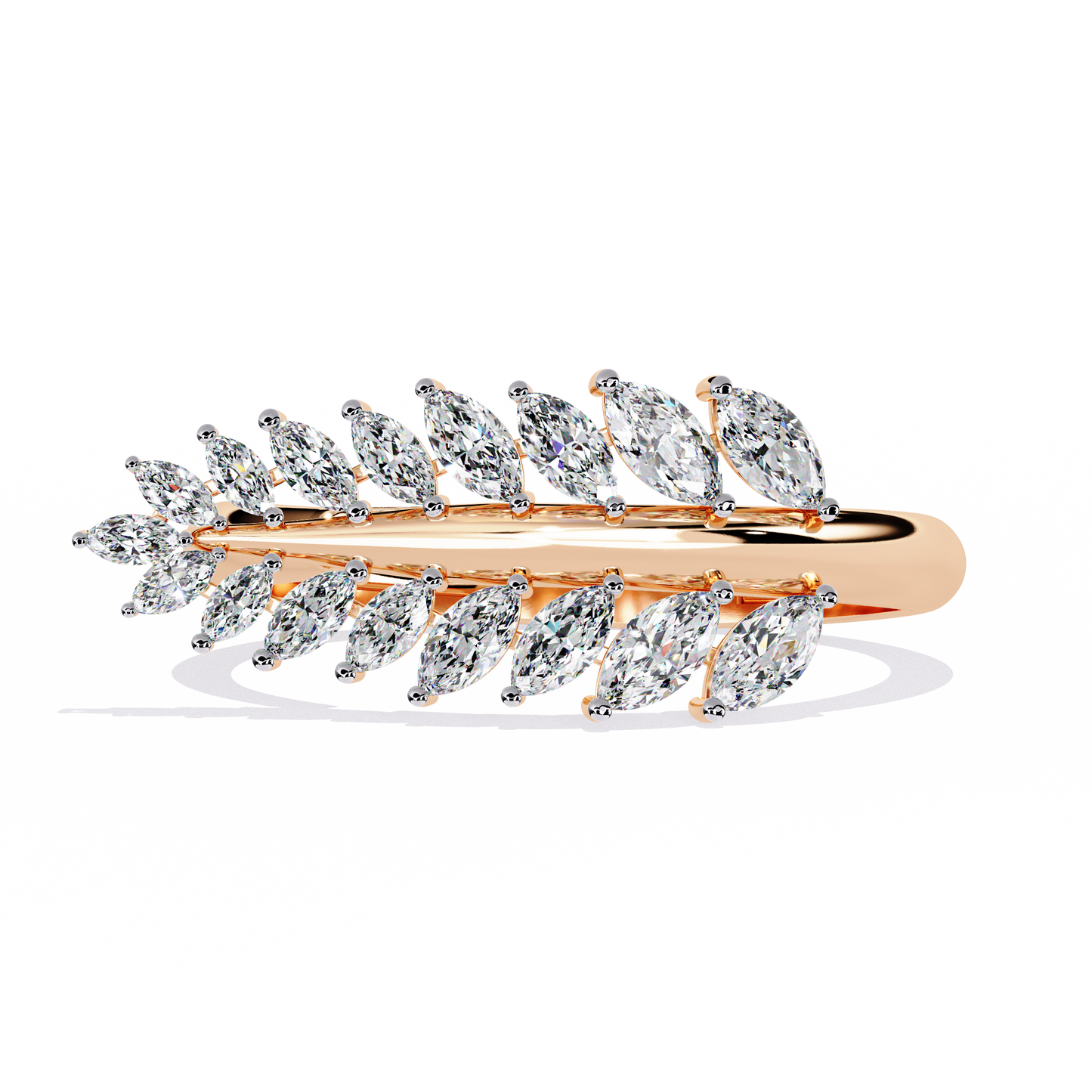 Marquise Diamond Leaf Vine Ring in Gold - 0.50 Ct Leaf Vine Motif