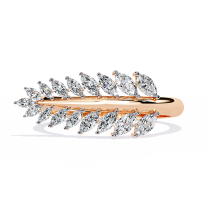 Marquise Diamond Leaf Vine Ring in Gold - 0.50 Ct Leaf Vine Motif