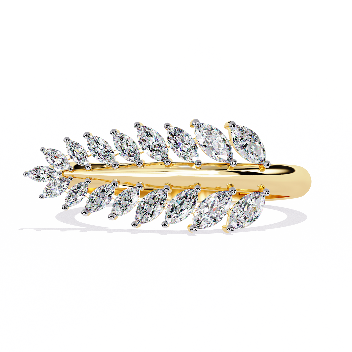 Marquise Diamond Leaf Vine Ring in Gold - 0.50 Ct Leaf Vine Motif