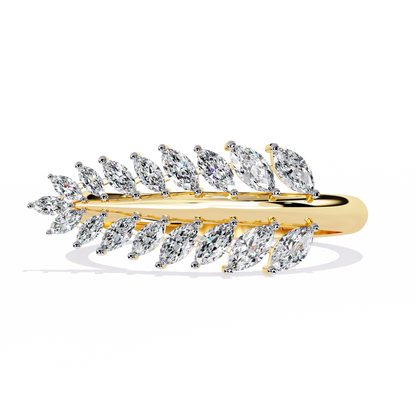 Marquise Diamond Leaf Vine Ring in Gold - 0.50 Ct Leaf Vine Motif