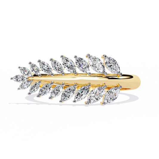 Marquise Diamond Leaf Vine Ring in Gold - 0.50 Ct Leaf Vine Motif