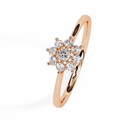 Enchanting Flower Cluster Diamond Ring in Gold -0.17 Ct