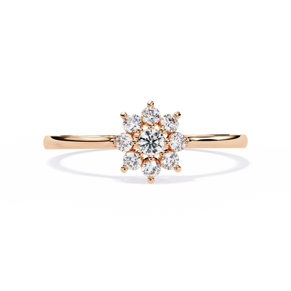 Enchanting Flower Cluster Diamond Ring in Gold -0.17 Ct
