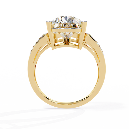 Pear-Shaped Diamond Solitaire with Pave Enhancer Band in Gold - 5.78 Ct