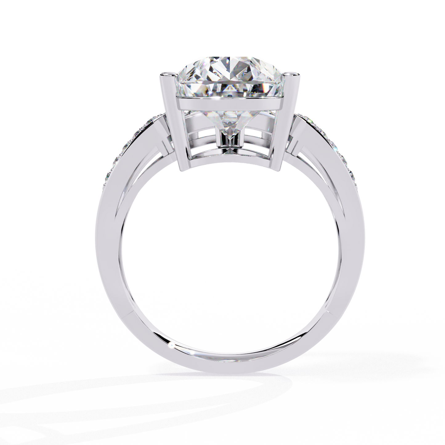 Pear-Shaped Diamond Solitaire with Pave Enhancer Band in Gold - 5.78 Ct
