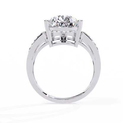 Pear-Shaped Diamond Solitaire with Pave Enhancer Band in Gold - 5.78 Ct