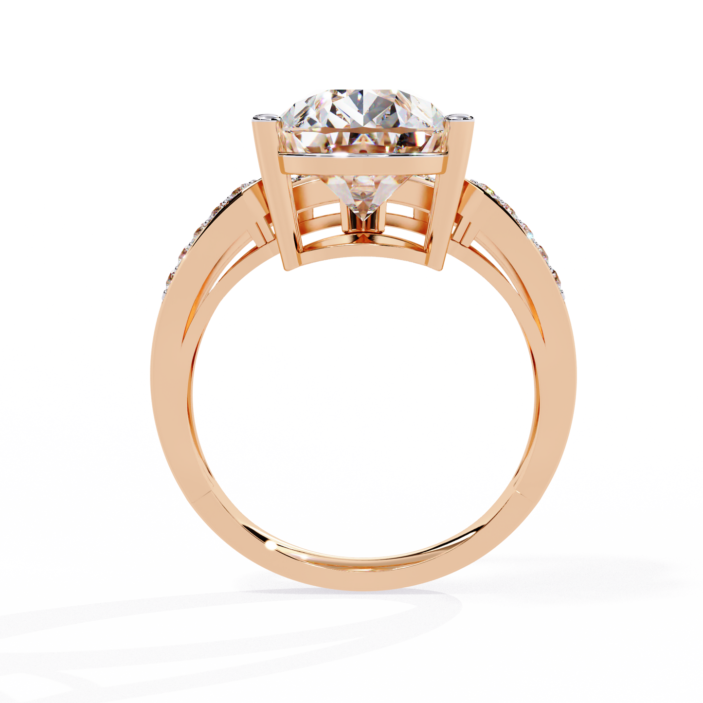 Pear-Shaped Diamond Solitaire with Pave Enhancer Band in Gold - 5.78 Ct