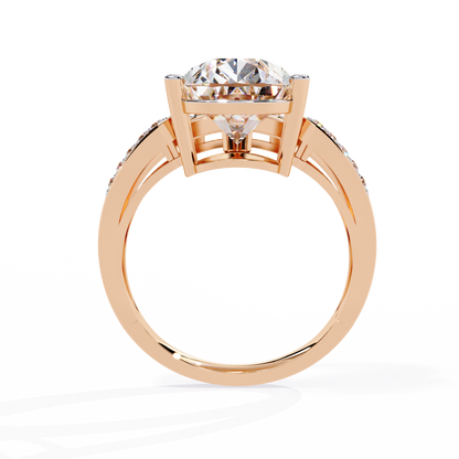 Pear-Shaped Diamond Solitaire with Pave Enhancer Band in Gold - 5.78 Ct