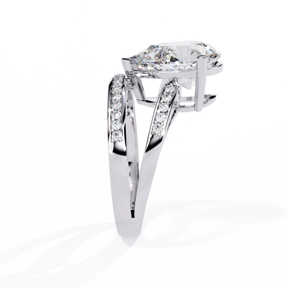 Pear-Shaped Diamond Solitaire with Pave Enhancer Band in Gold - 5.78 Ct
