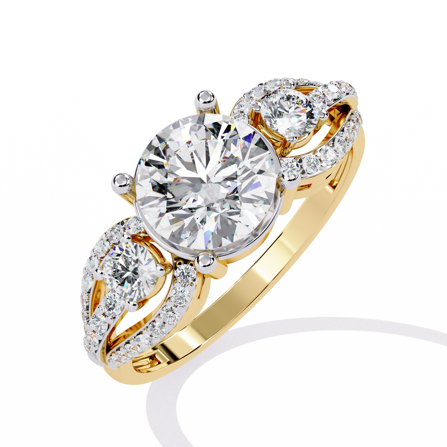 The Royal Bloom Diamond Ring In Gold - 1.64 Ct Round-Brilliant Cut