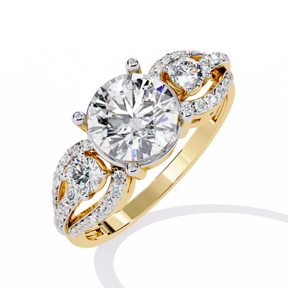 The Royal Bloom Diamond Ring In Gold - 1.64 Ct Round-Brilliant Cut