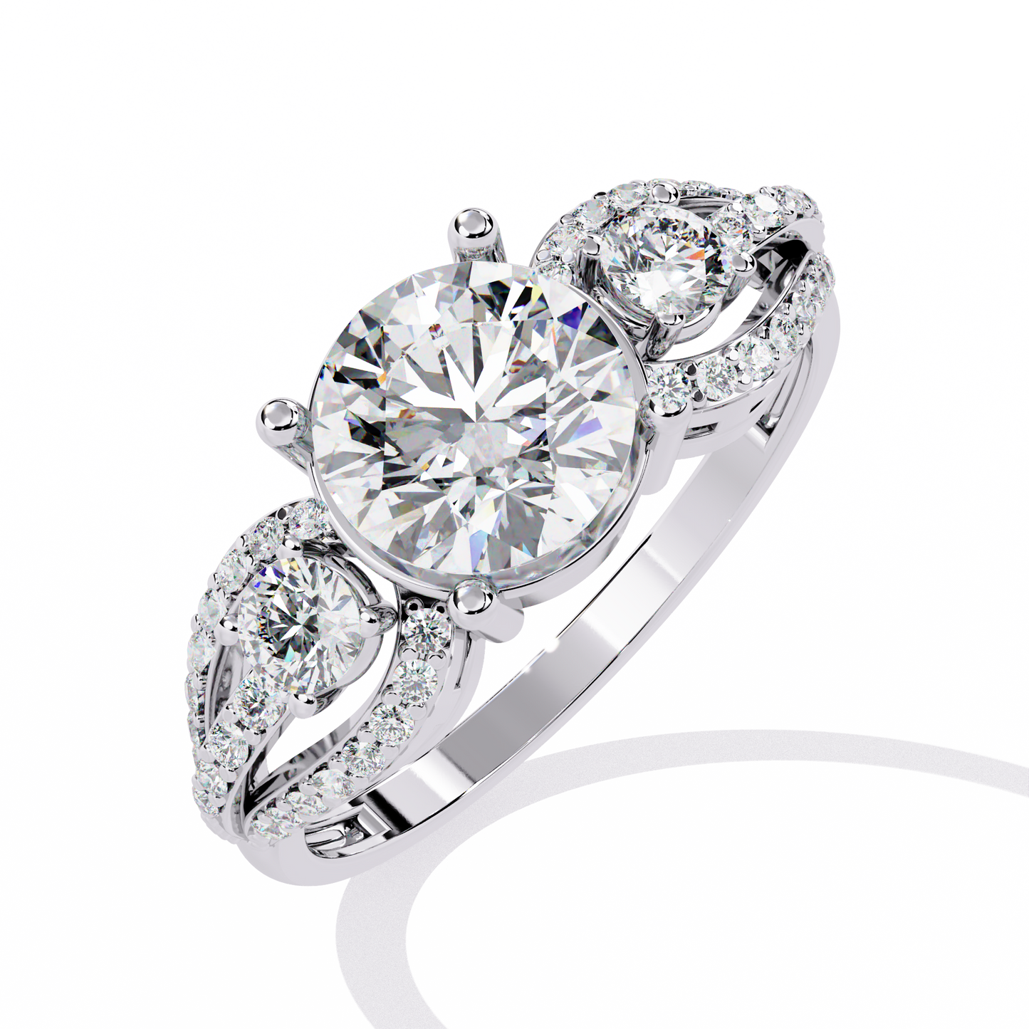 The Royal Bloom Diamond Ring In Gold - 1.64 Ct Round-Brilliant Cut