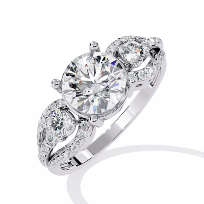 The Royal Bloom Diamond Ring In Gold - 1.64 Ct Round-Brilliant Cut