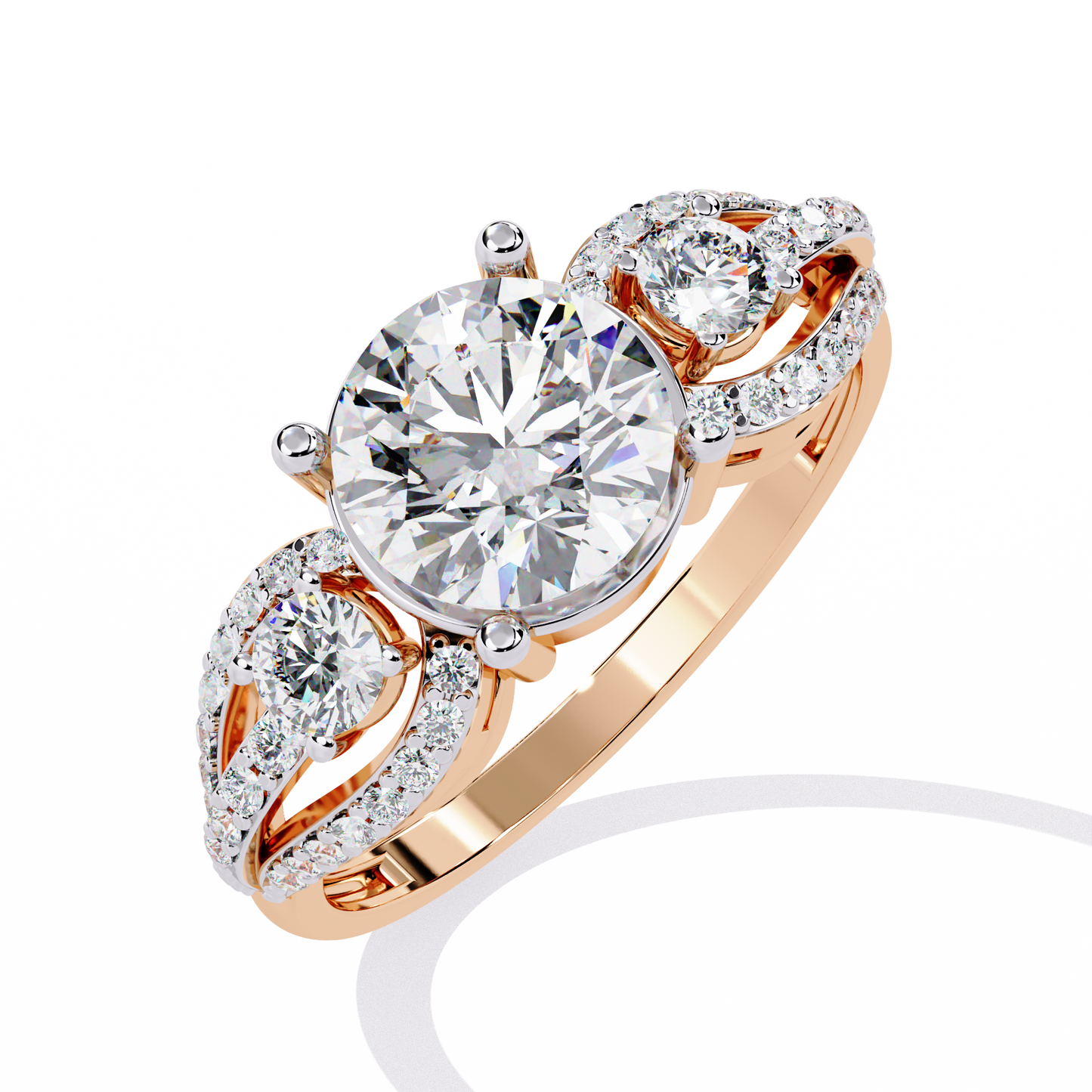 The Royal Bloom Diamond Ring In Gold - 1.64 Ct Round-Brilliant Cut