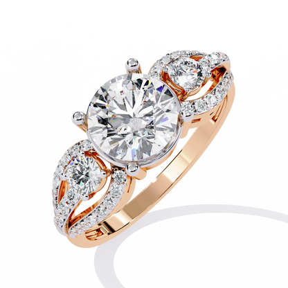 The Royal Bloom Diamond Ring In Gold - 1.64 Ct Round-Brilliant Cut