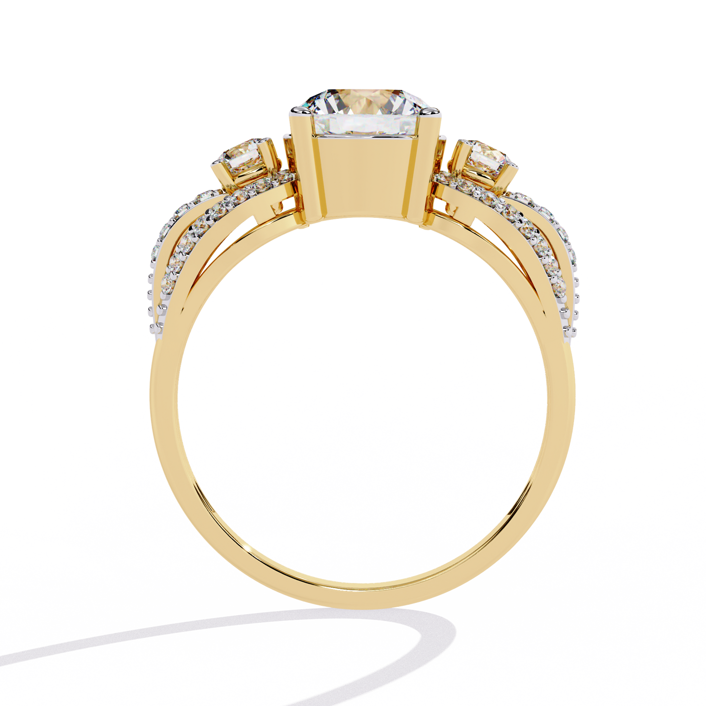 The Royal Bloom Diamond Ring In Gold - 1.64 Ct Round-Brilliant Cut