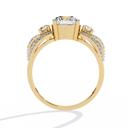 The Royal Bloom Diamond Ring In Gold - 1.64 Ct Round-Brilliant Cut