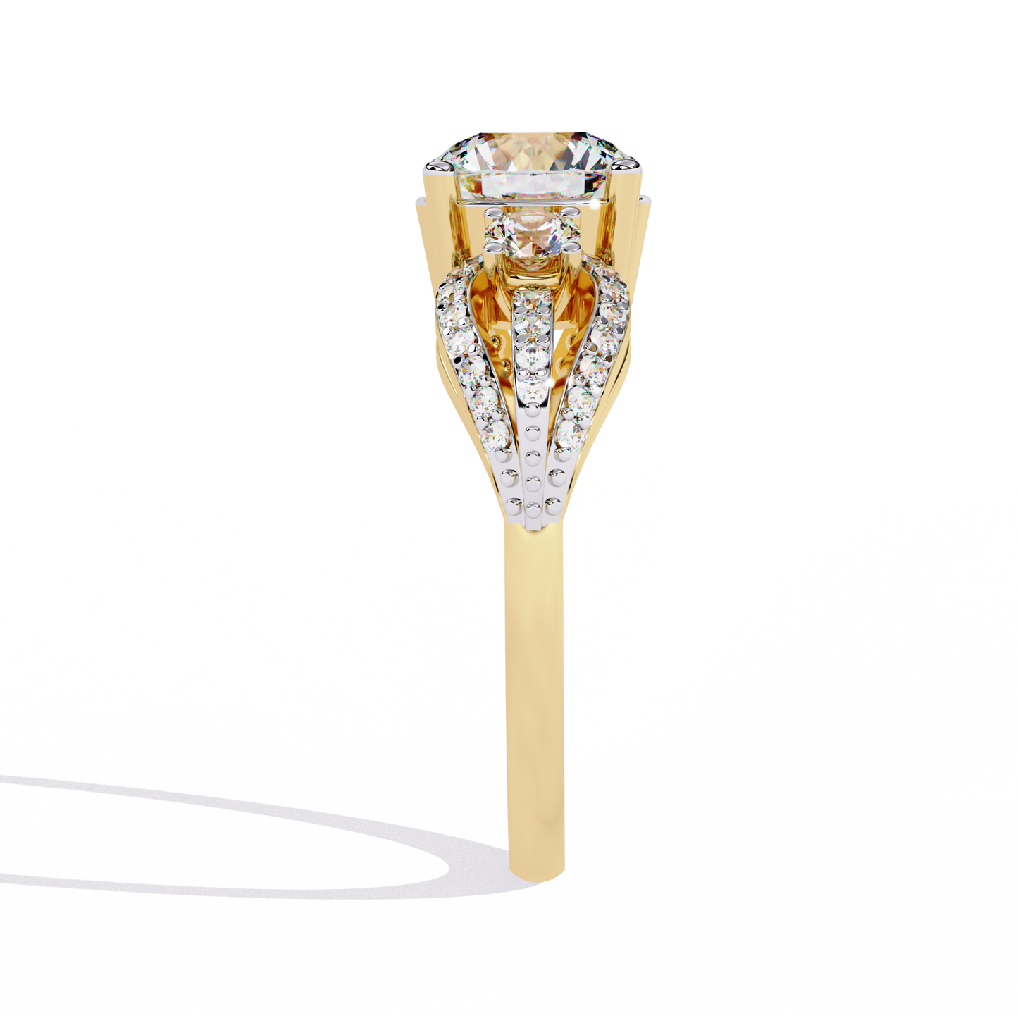 The Royal Bloom Diamond Ring In Gold - 1.64 Ct Round-Brilliant Cut