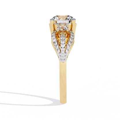 The Royal Bloom Diamond Ring In Gold - 1.64 Ct Round-Brilliant Cut