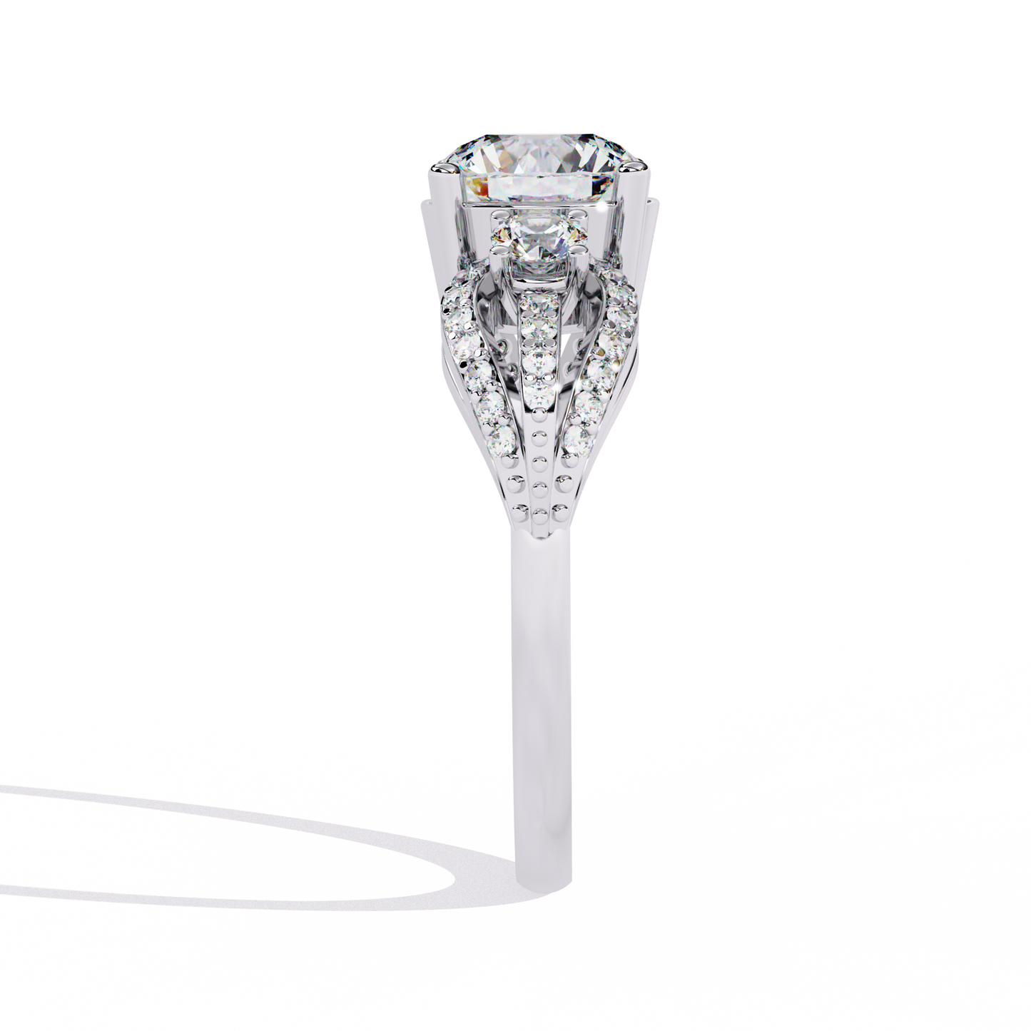 The Royal Bloom Diamond Ring In Gold - 1.64 Ct Round-Brilliant Cut