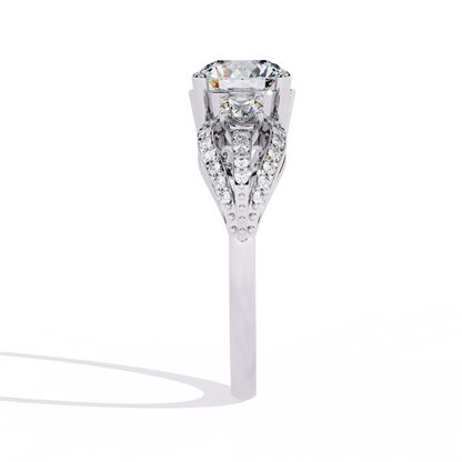 The Royal Bloom Diamond Ring In Gold - 1.64 Ct Round-Brilliant Cut