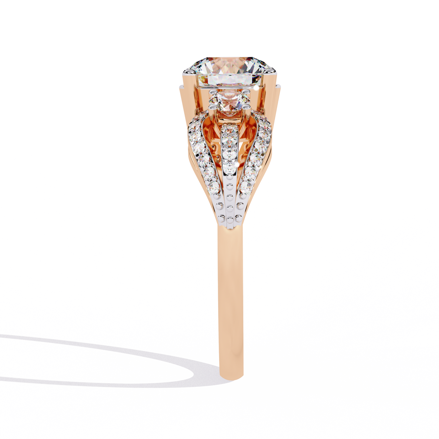 The Royal Bloom Diamond Ring In Gold - 1.64 Ct Round-Brilliant Cut