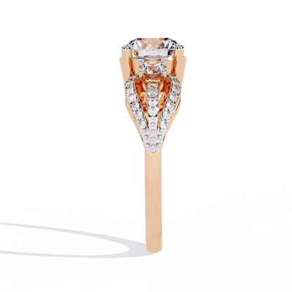 The Royal Bloom Diamond Ring In Gold - 1.64 Ct Round-Brilliant Cut