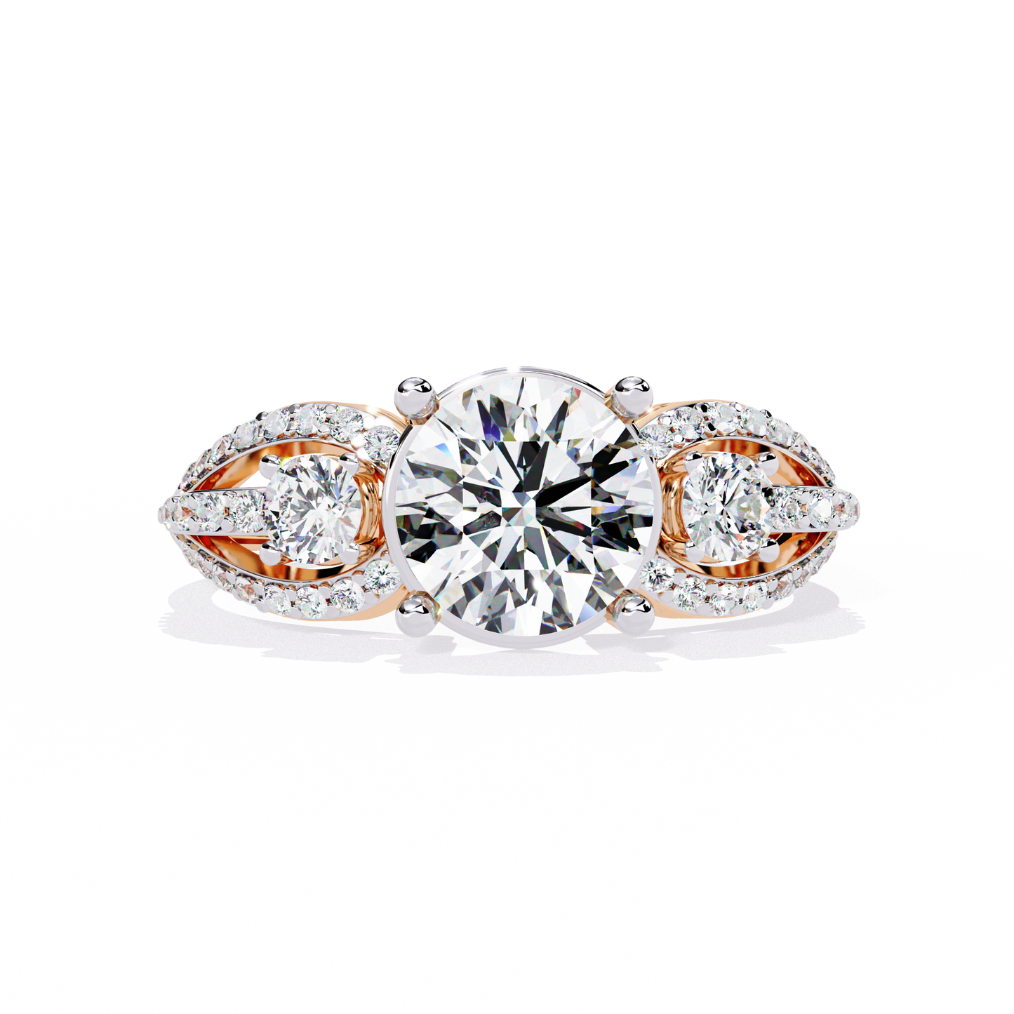 The Royal Bloom Diamond Ring In Gold - 1.64 Ct Round-Brilliant Cut