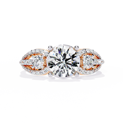 The Royal Bloom Diamond Ring In Gold - 1.64 Ct Round-Brilliant Cut