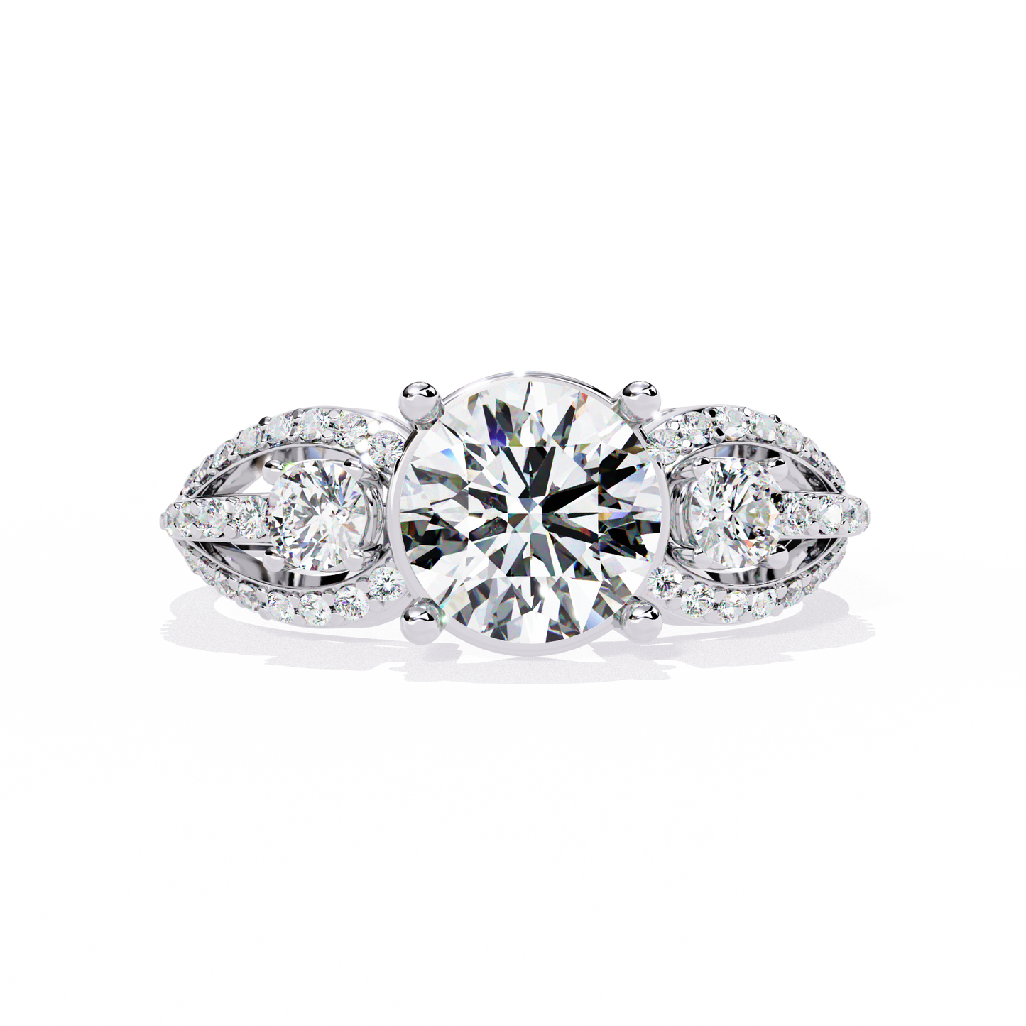 The Royal Bloom Diamond Ring In Gold - 1.64 Ct Round-Brilliant Cut
