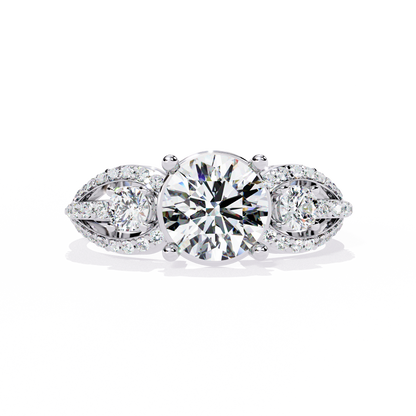 The Royal Bloom Diamond Ring In Gold - 1.64 Ct Round-Brilliant Cut