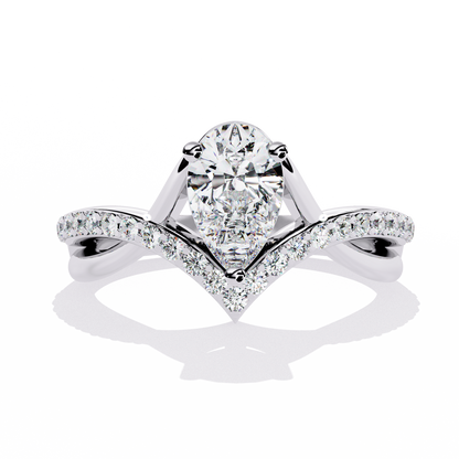 Captivating Pear-Cut Solitaire with Pavé Accents In Gold - 0.94 Ct