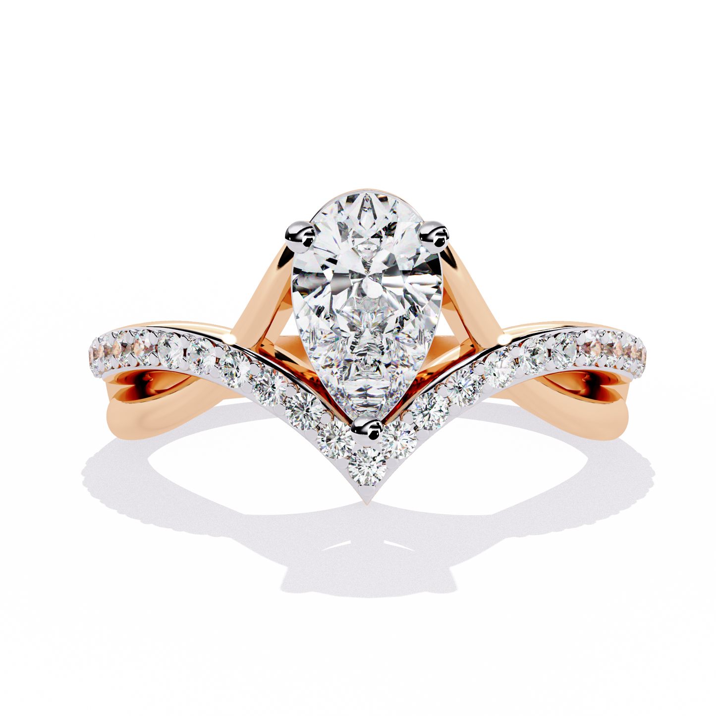 Captivating Pear-Cut Solitaire with Pavé Accents In Gold - 0.94 Ct