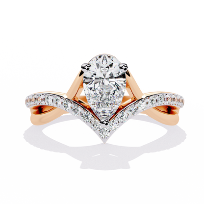 Captivating Pear-Cut Solitaire with Pavé Accents In Gold - 0.94 Ct