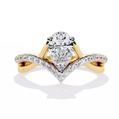 Captivating Pear-Cut Solitaire with Pavé Accents In Gold - 0.94 Ct