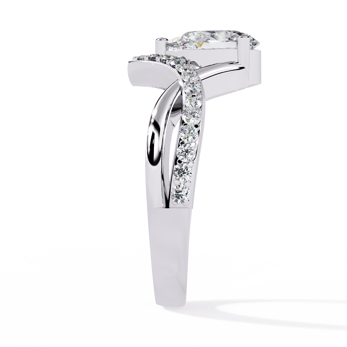 Captivating Pear-Cut Solitaire with Pavé Accents In Gold - 0.94 Ct