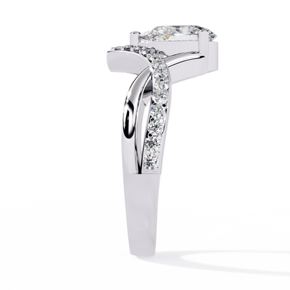 Captivating Pear-Cut Solitaire with Pavé Accents In Gold - 0.94 Ct
