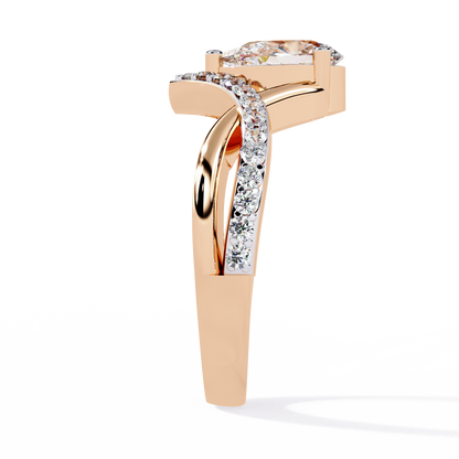 Captivating Pear-Cut Solitaire with Pavé Accents In Gold - 0.94 Ct