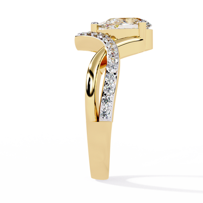 Captivating Pear-Cut Solitaire with Pavé Accents In Gold - 0.94 Ct