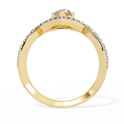 Captivating Pear-Cut Solitaire with Pavé Accents In Gold - 0.94 Ct