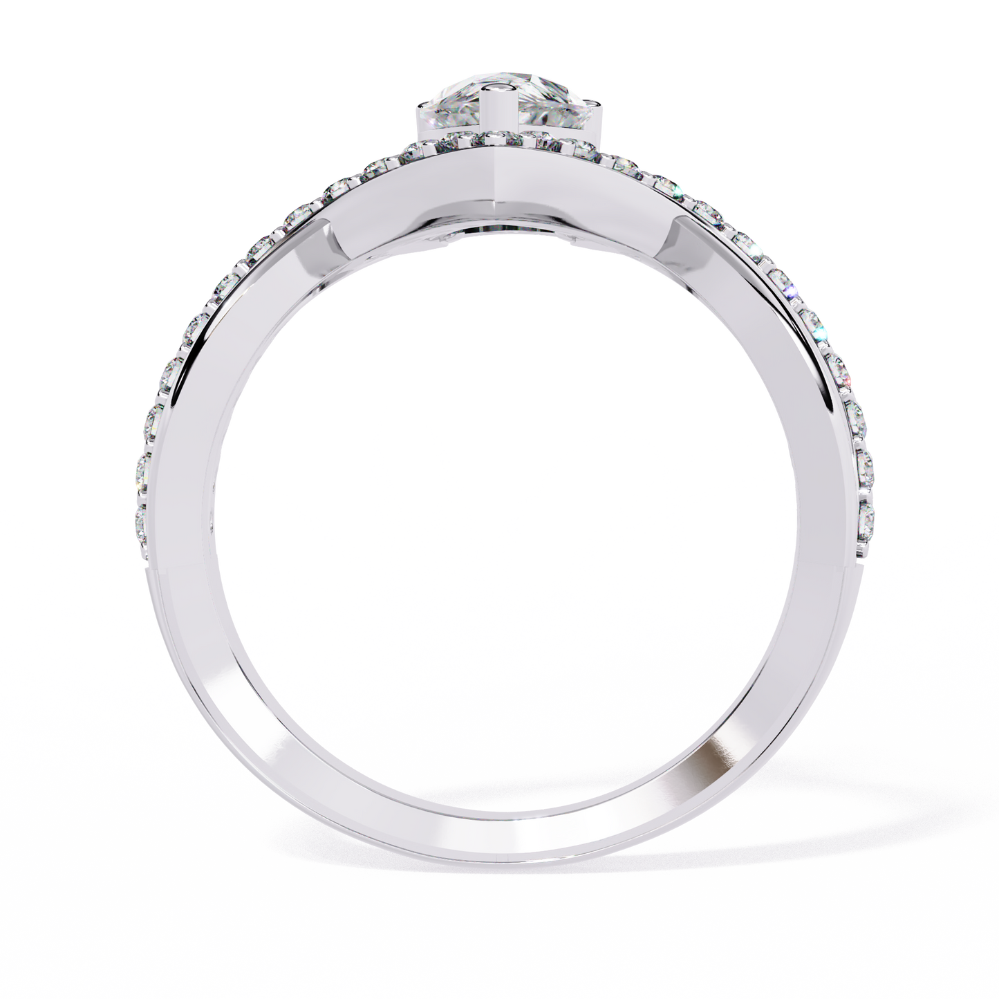 Captivating Pear-Cut Solitaire with Pavé Accents In Gold - 0.94 Ct