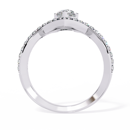 Captivating Pear-Cut Solitaire with Pavé Accents In Gold - 0.94 Ct